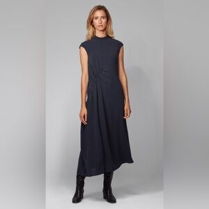Boss Hugo Boss Women Runway Edition Midi Dress Size 6 Navy Blue Office Cocktail